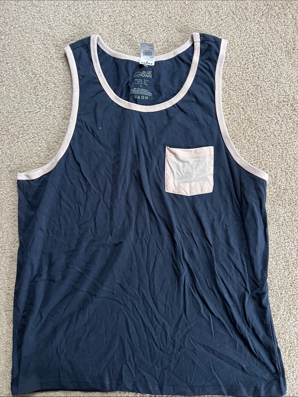 Tilly's Blue Crown Navy Tank with Light Trim size L